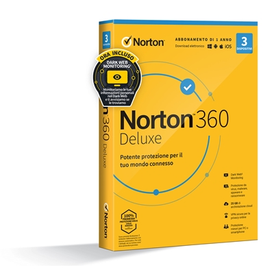 NORTON BOX 360 DELUXE -- 3 DISPOSITIVI (21397693) - 25GB BACKUP FINO:27/05 - cod. 59.273