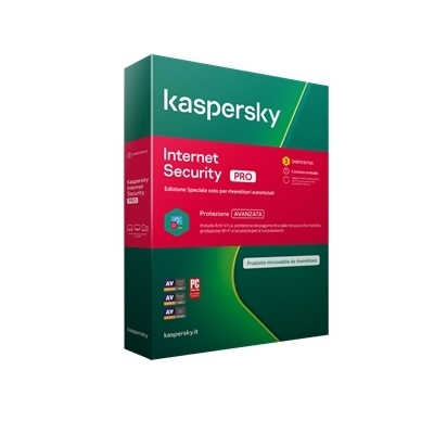 KASPERSKY BOX INTERNET SECURITY PRO 2020 -- 3 DISPOSITIVI (KL1939T5CFS-21SLIMPRO) FINO:31/05 - cod. 59.9732